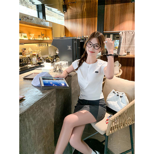 <曾小咸推荐>小众别致白色扭结小飞袖圆领短袖T恤 商品图2