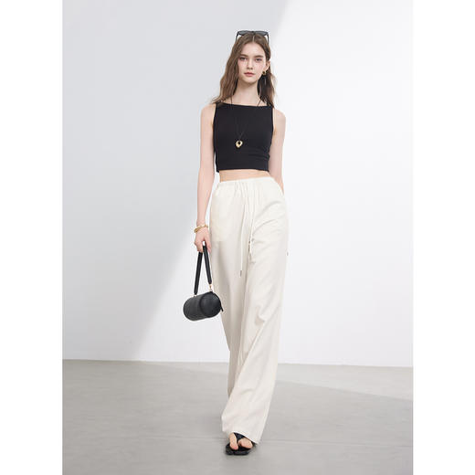 三彩2025夏季新款莱赛尔小白裤牛仔裤高腰直筒裤长裤休闲M 商品图1