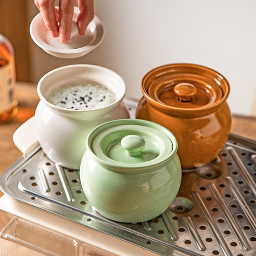 摩登主妇瓦罐汤炖盅家用煲汤炖汤带盖陶瓷罐一人份炖罐隔水小蒸盅 商品图0