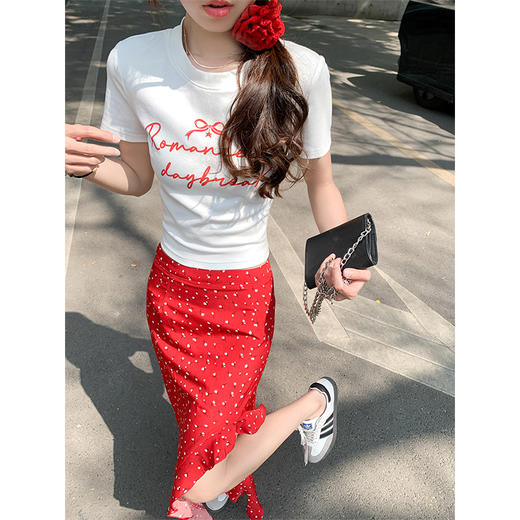 <曾小咸推荐>韩系字母印花修身短袖T恤 商品图2