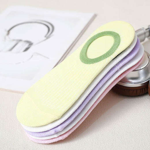 韵舒雅 春夏透气薄款短袜4双（款式颜色随机） 浅口隐形船袜多巴胺颜色舒适不易变形 商品图1