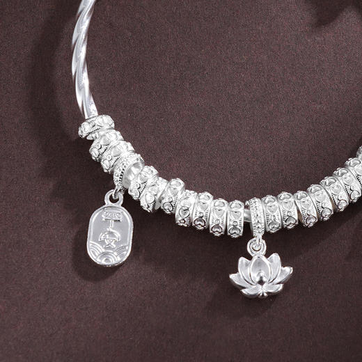 子佩集S999银【静水流莲】手镯【SZ009000】纯银手镯莲花平安腰缠万贯钱串盘缠盘缠2503 商品图4