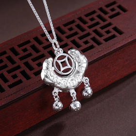 子佩集S999银【钱宝风华】套链【SB000340】纯银项链儿童钱币锁2503