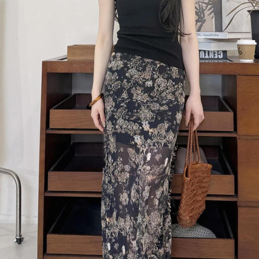 洛诗琳15219春夏新款韩系气质高腰显瘦碎花半身裙女25286 商品图0