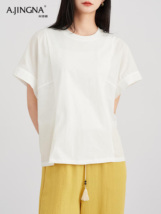 【意趣单品】阿菁娜设计感蝙蝠袖拼接结构上衣F30C302028 商品图2