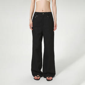 ROMI STUDIO“棕标甄选” 100斜纹棉洗水高腰直筒休闲裤 431K1095