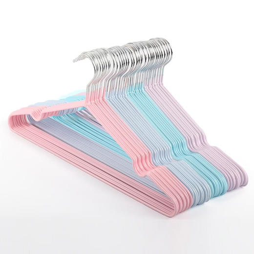 韵舒雅 加粗防滑纳米浸塑衣架5支装  加粗加厚钢芯不易变形凹槽设计防滑马卡龙色系 商品图2