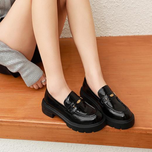 洛诗琳15842杨幂同款复古方头百搭轻巧厚底乐福鞋227101 商品图1