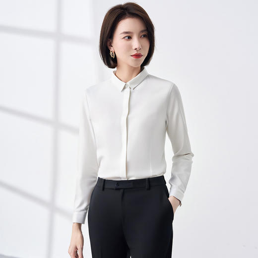 【舒适微弹 含莫代尔】罗蒙女士长袖衬衫舒适百搭简约日常衬衣女 商品图2