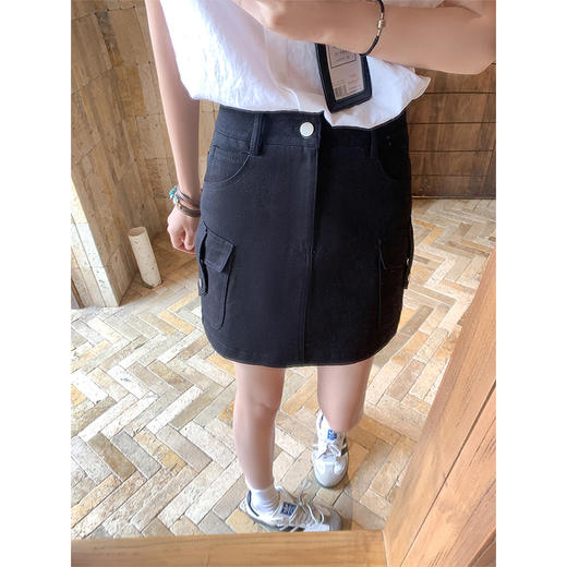 <曾小咸推荐>韩系小众2色工装高腰显瘦A字半身裙 商品图1