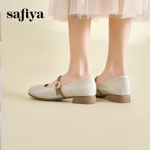 预售10天| Safiya/索菲娅2025法式温柔风浅口方头百搭中跟玛丽珍鞋 SFD1111109 商品图5