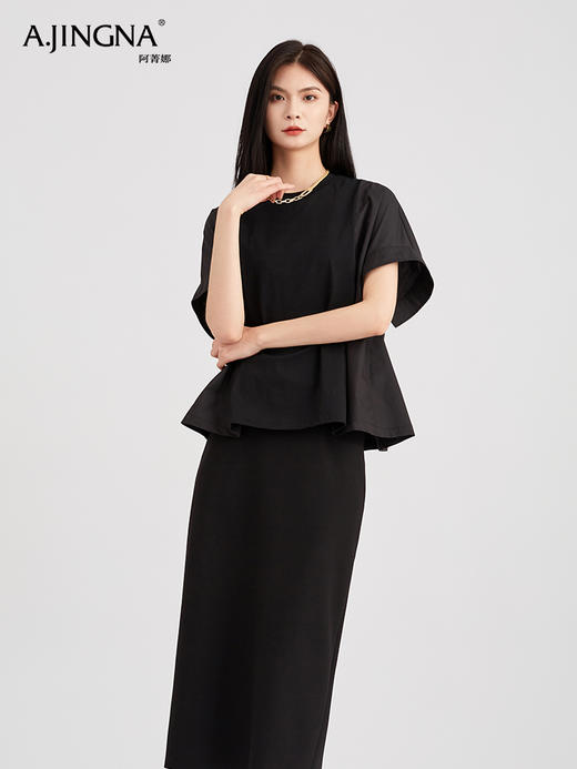 【意趣单品】阿菁娜设计感蝙蝠袖拼接结构上衣F30C302028 商品图0