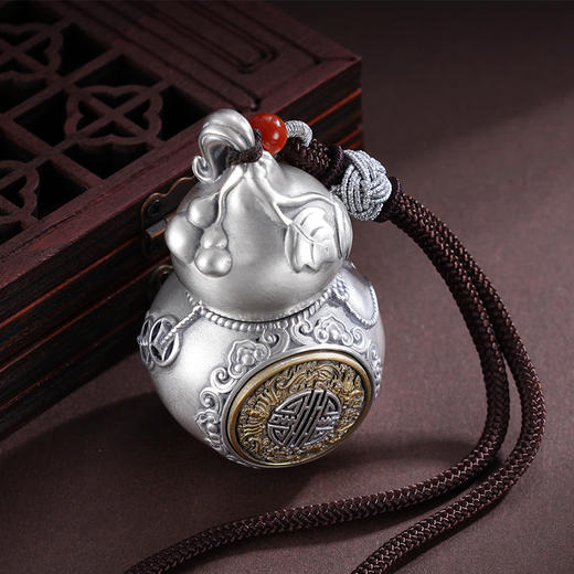 子佩集S999银【福禄满盈】手把件【SBJ842】纯银手把件可转动可打开葫芦2503 商品图5