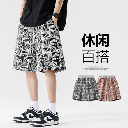 【DSL】大依优型大码花短裤五分裤大号裤子弹力透气加肥加大夏季松紧腰宽松运动沙滩裤 商品图1