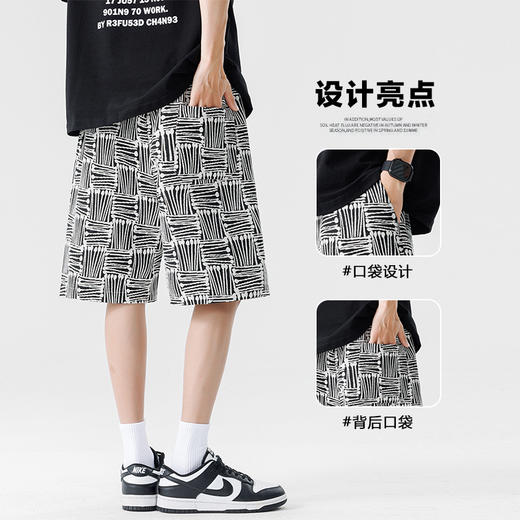 【DSL】大依优型大码花短裤五分裤大号裤子弹力透气加肥加大夏季松紧腰宽松运动沙滩裤 商品图4