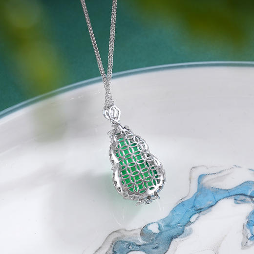 子佩集S925银【葫芦生财】套链【TL015314】纯银项链玉髓绿玉髓葫芦2503 商品图3
