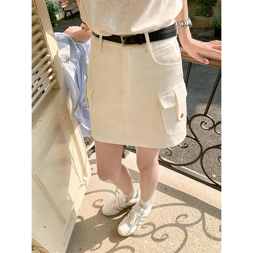<曾小咸推荐>韩系小众2色工装高腰显瘦A字半身裙 商品图0