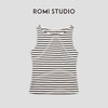 ROMI STUDIO“法式复古”优雅黑杏撞色条纹修身针织吊带背心T3788 商品缩略图0