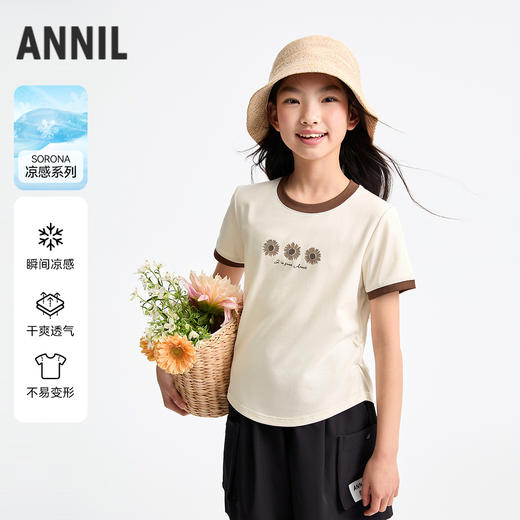 女童圆领短袖针织衫夏季新款安奈儿童装EG521147 商品图0