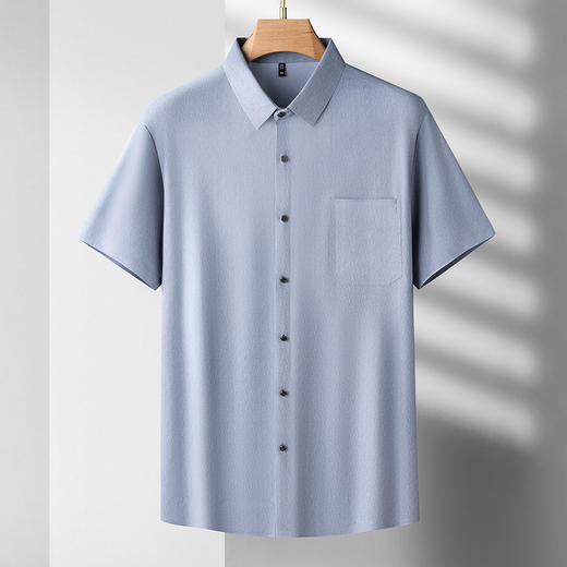 【冰丝无痕】【DDS】大依优型大码男装短袖衬衫冰感透气加肥加大大号半袖花衬衣上衣男士 商品图0