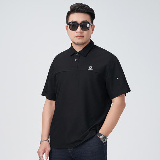 【DMH】大依优型大码短袖POLO衫夏季潮流开筒翻领体恤痞帅短袖纯色半袖男胖子上衣 商品图1