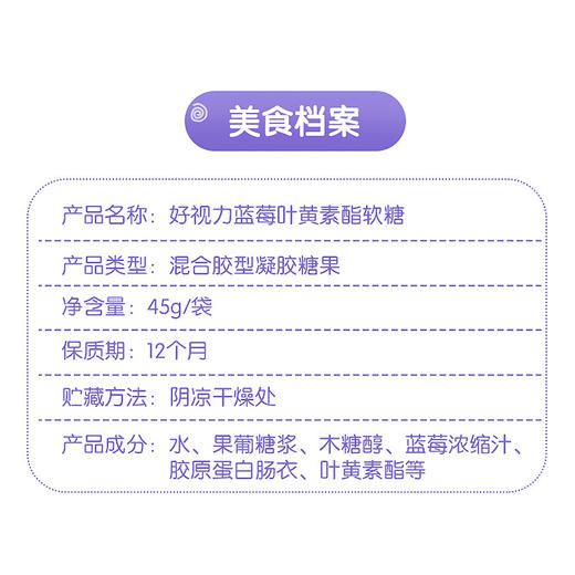 【闪电团长粉丝专属】好视力蓝莓叶黄素酯软糖 45g/袋 商品图4