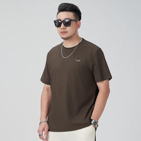 【DMH】大依优型大码短袖T恤重磅圆领版型男士宽松纯色夏季体恤日系上衣胖子潮流