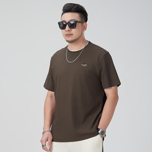 【DMH】大依优型大码短袖T恤重磅圆领版型男士宽松纯色夏季体恤日系上衣胖子潮流 商品图0