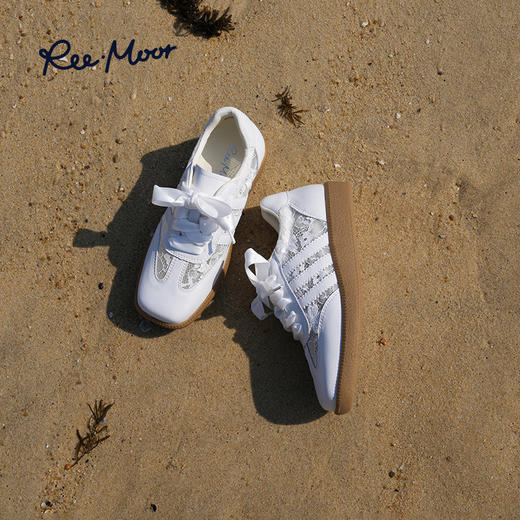 【2025春夏新款】Reemoor女鞋蕾丝德训鞋 | 镂空花纹拼接、透气不闷脚、减龄百搭 商品图1