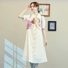 两三事 晨昏画意 2025夏季新款复古印花布拼接假两件连衣裙长裙 商品缩略图2