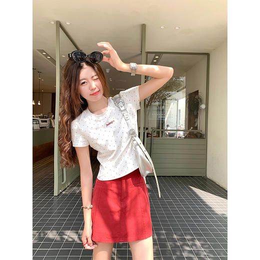 <曾小咸推荐>韩系撞色波点短袖T恤 商品图2