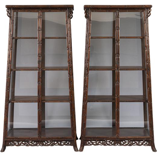 民国 红木竹节工玻璃门圆角柜（一对） 商品图5