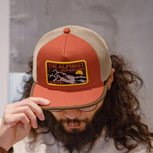 工装优选 美式复古撞色拼接平沿棒球帽刺绣透气网眼鸭舌帽男女 商品图4