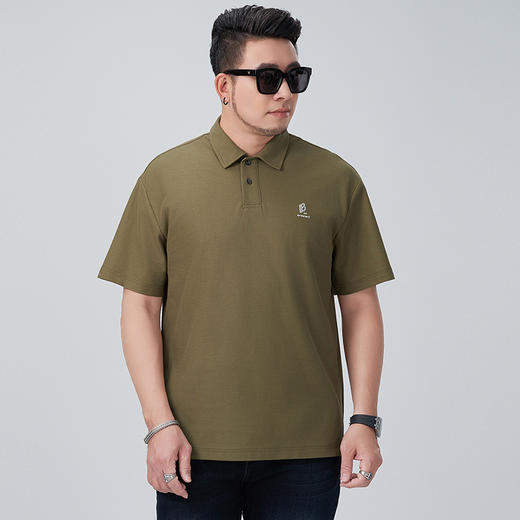 【DMH】大依优型大码短袖POLO衫男装夏季潮流字母刺绣翻领高级垂感宽松半袖体恤胖子男士上衣 商品图1