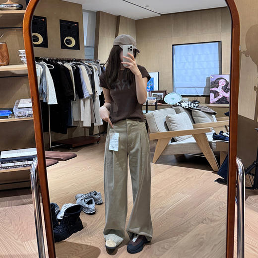 ROMI STUDIO“法式优雅”定染斜纹竹节棉宽松直筒收褶长裤23AWK1154 商品图4