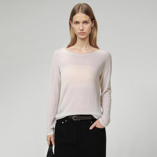 ROMI STUDIO “自然之下” 16针水溶羊毛圆领针织长袖T恤 432TS124 商品图0