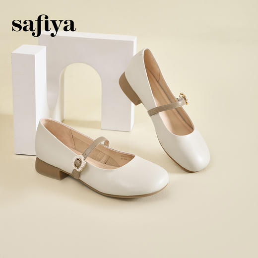 预售10天| Safiya/索菲娅2025法式温柔风浅口方头百搭中跟玛丽珍鞋 SFD1111109 商品图6
