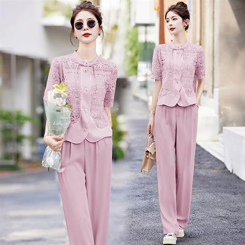 新中式时尚套装，气质淑女显瘦减龄长裤两件套HR-YRX88867 商品图0