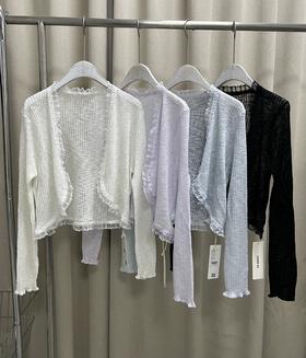 【门店同款】ENJOY夏季蝴蝶结蕾丝边开衫 162250168