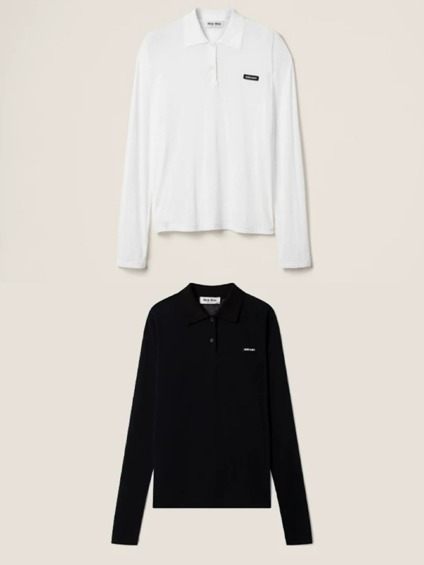 MIU-S 强捻纱透视长袖Polo