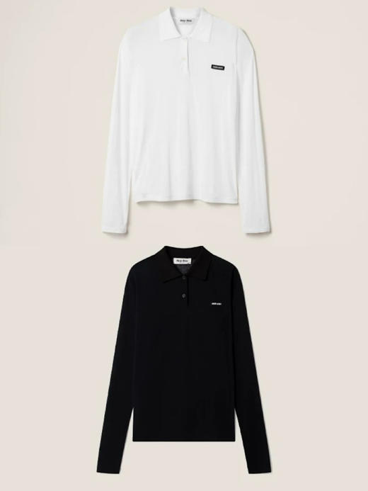 MIU-S 强捻纱透视长袖Polo 商品图0