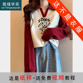 裁缝学苑AQ439插肩袖卫衣纸样女装新款撞色翻领上衣样板版型