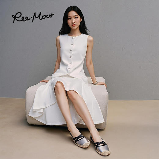 【2025春夏新款】Reemoor睿慕交叉绑带浅口平底鞋女鞋 | 芭蕾风渔夫鞋、草编鞋底、舒适自在 商品图5