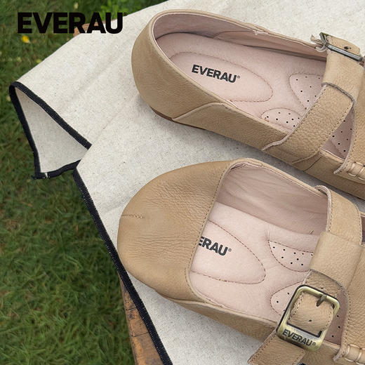 EVERAU圆润鞋头简约搭扣通勤复古单豆女鞋EA7079 商品图2