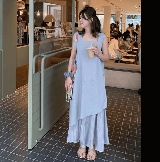 【GZ】无忧购清冷感~下摆拼接 显瘦ins背心连衣裙6色连衣裙(配发圈) 5613#（截单后7天发货) 商品图1