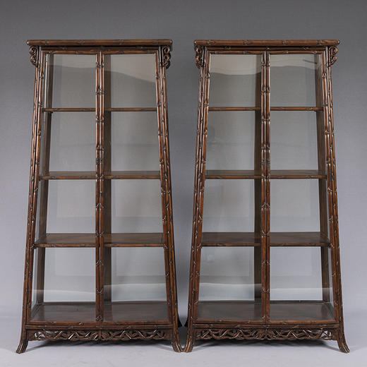 民国 红木竹节工玻璃门圆角柜（一对） 商品图0