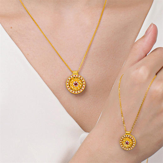 【热卖臻品】芳华-美人如花系列项链 足金黄金钻石红宝石套链MEMORA诗普琳LN533001 商品图12