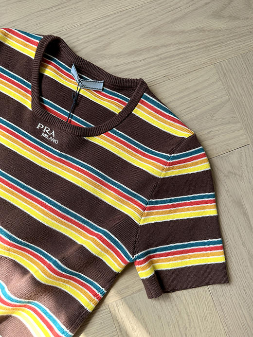 现货 THS-限时 p家 女士棉质针织彩色条纹短袖 圆领针织衫T恤 2色 BH2581 BY603 商品图5