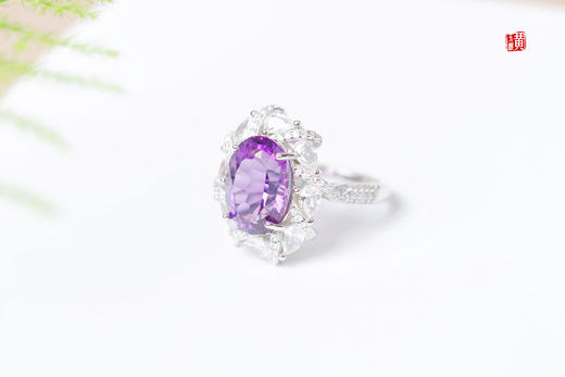紫水晶戒指【若棠】，925银镶 商品图2