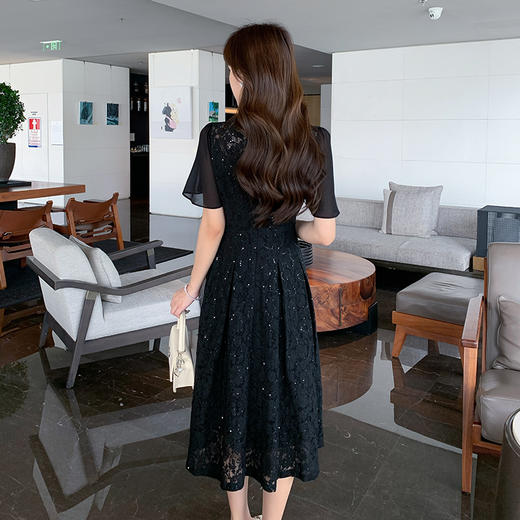 奢姿大码女装2025夏季新款胖妹妹圆领轻奢优雅精致连衣裙蕾丝裙9952869322 商品图3